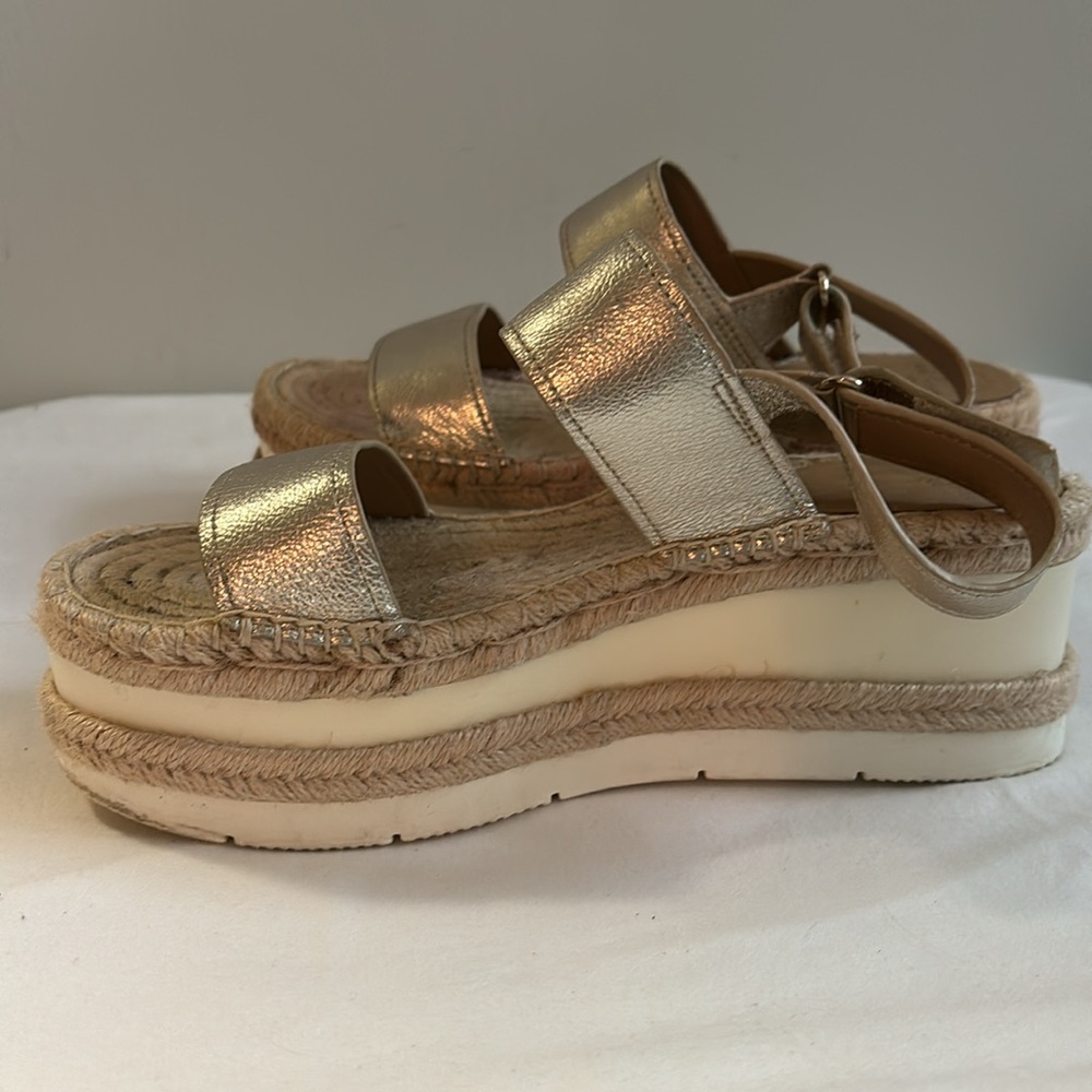 Marc Fisher chunky platform raffia espadrille metallic sandals - Picture 7 of 9